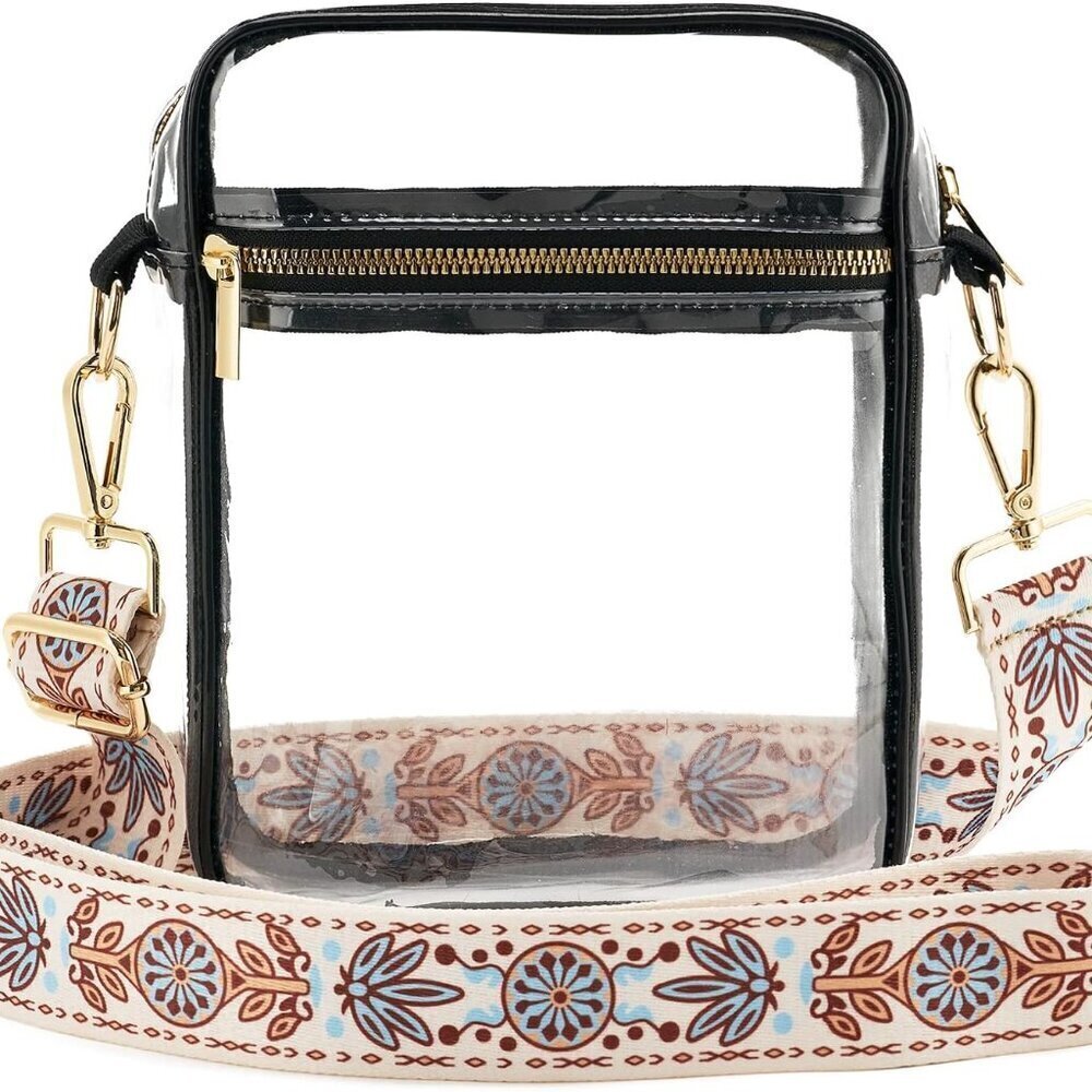 Clear Crossbody Bag PVC Stadium Approved Adjustable Shoulder Purse for Events